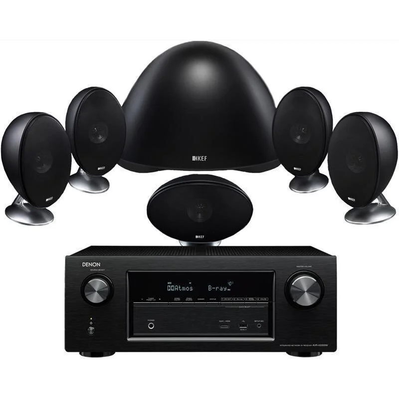 KEF E305 / Denon AVRX2200 AV Receiver & 5.1 Home Theatre Speaker Package -  Black | Hyperfi