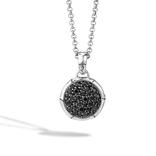 John Hardy Small Silver Bamboo Pendant Necklace With Black Sapphire Koehn Jewelers - Black Sapphire Pendant Necklace