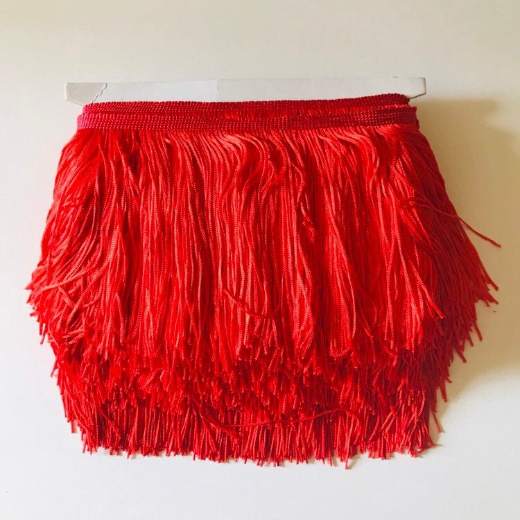 10 Yard Bolt-6 Red CHAINETTE Fabric Fringe Trim — Trims and Beads