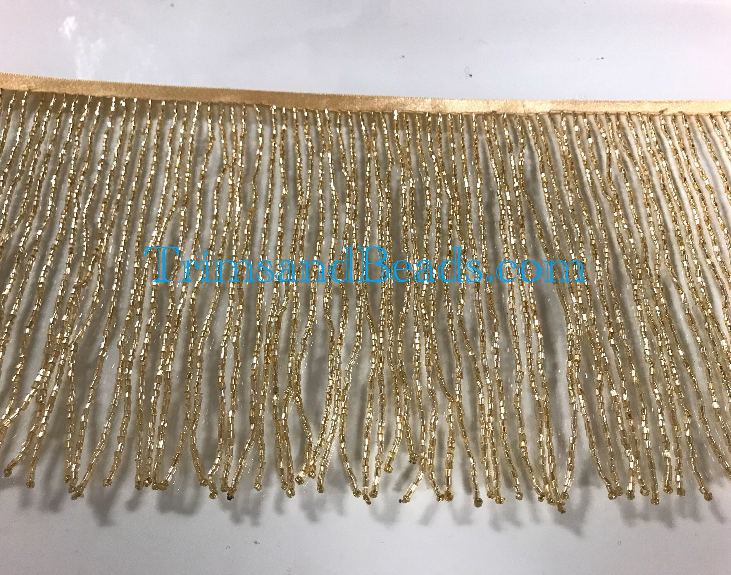 6.5/6 GOLD Glass BUGLE Bead Beaded Fringe Trim — Trims and Beads