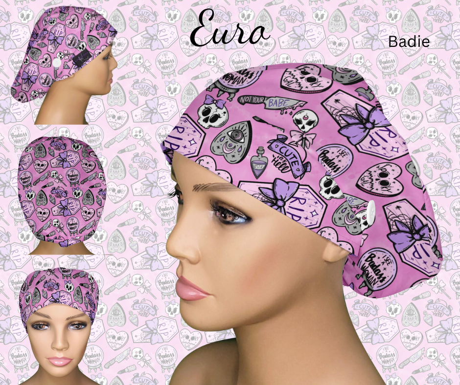Cactus Print Work Cap & Hair Scrunchie Set - Adjustable Bouffant Hat For Nurses, Chefs, Salon, Gym