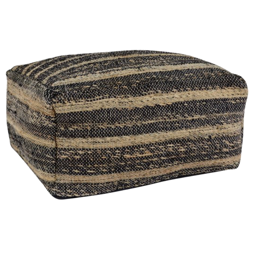 Natural Stripe Pouf