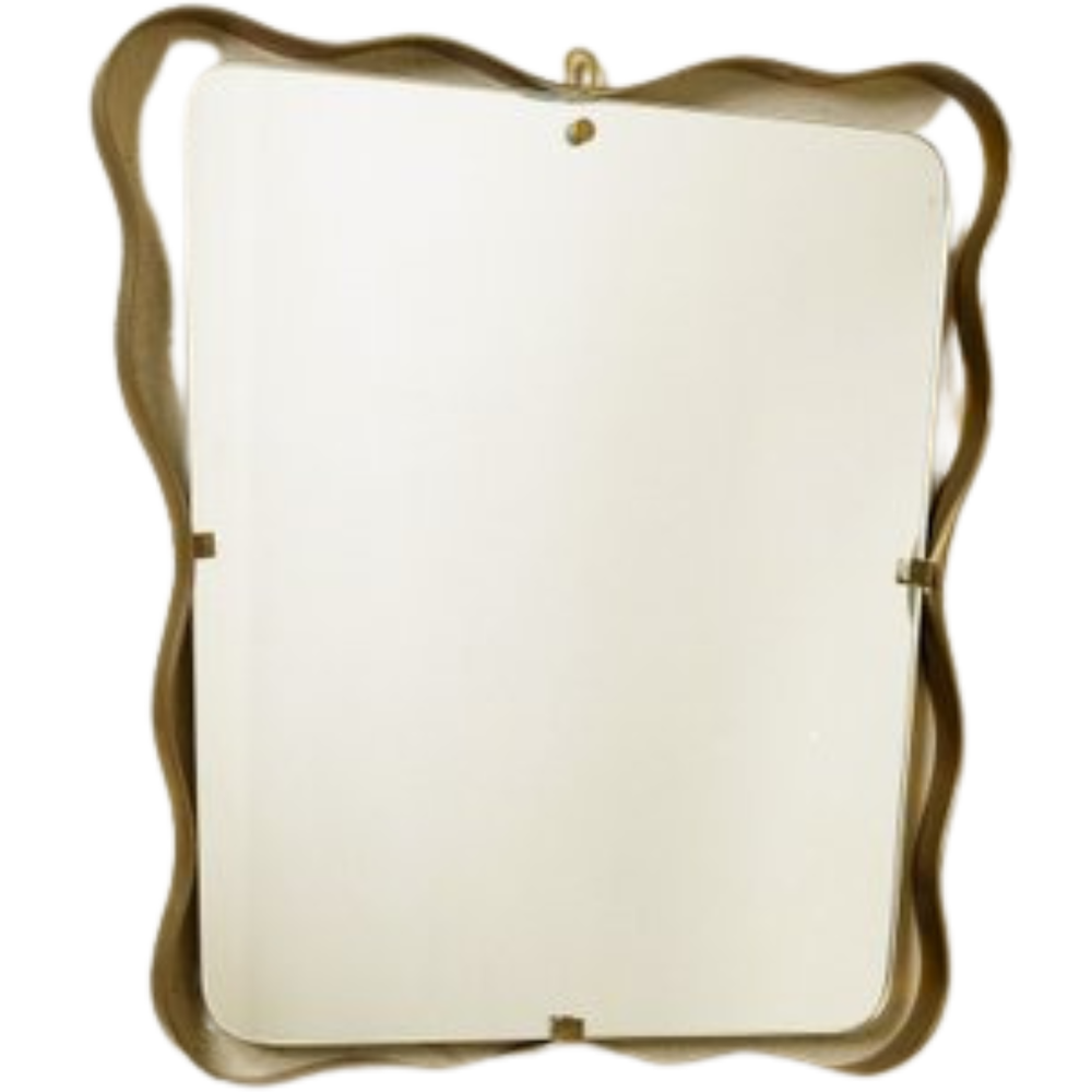 Vintage Mirror with Curved Brass Frame