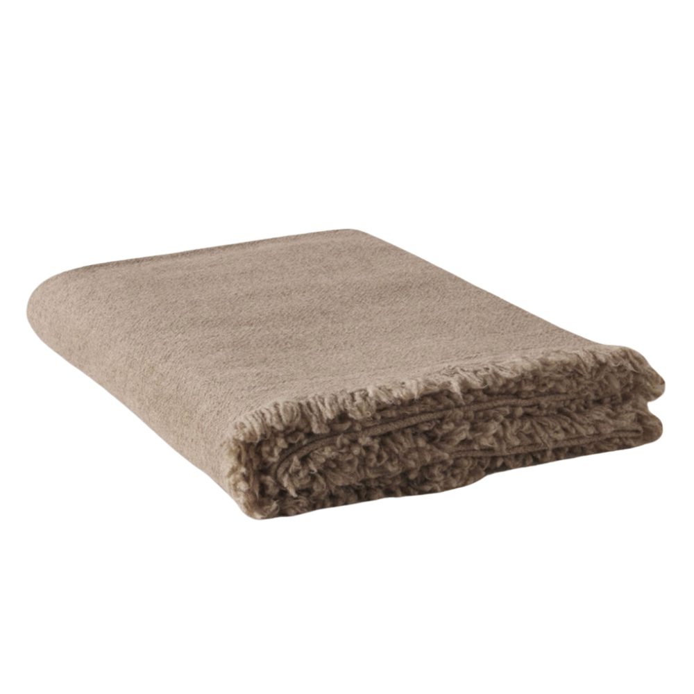 Washed Virgin Wool Fringed Throw