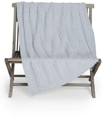 Barefoot Dreams CozyChic Heathered Cable Blanket - Ocean 45