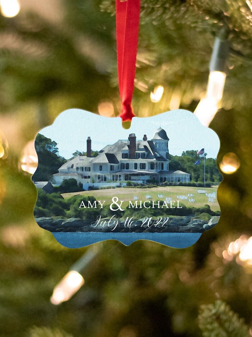 Christmas At Castle Hill 2022 Castle Hill Inn Metal Ornament — Elated Paper Co.