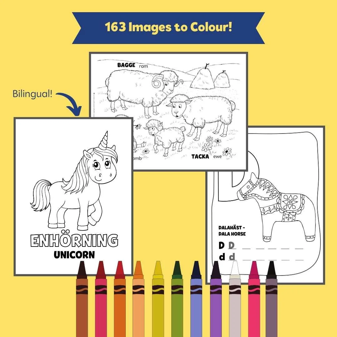 Swedish Coloring Book Bundle Bilingual In Swedish And English Swenglish Life
