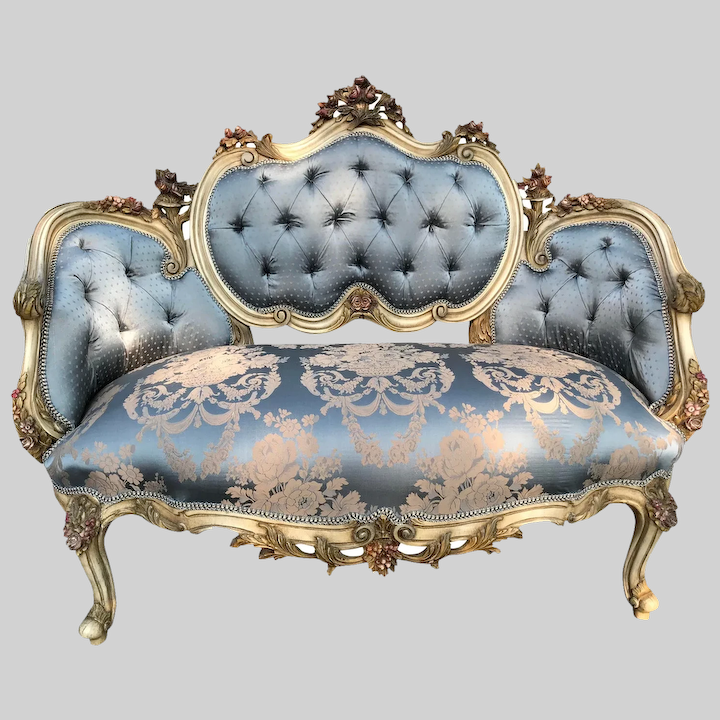 Tilbagekaldelse prins Boghandel French Louis XVI Style Blue Silk Upholstered Sofa-SQ6880245 — OSMAN ANTIQUE