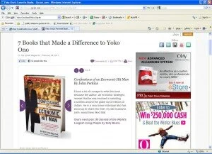 Yoko Ono Cites Confessions of An Economic Hitman In OMagazine