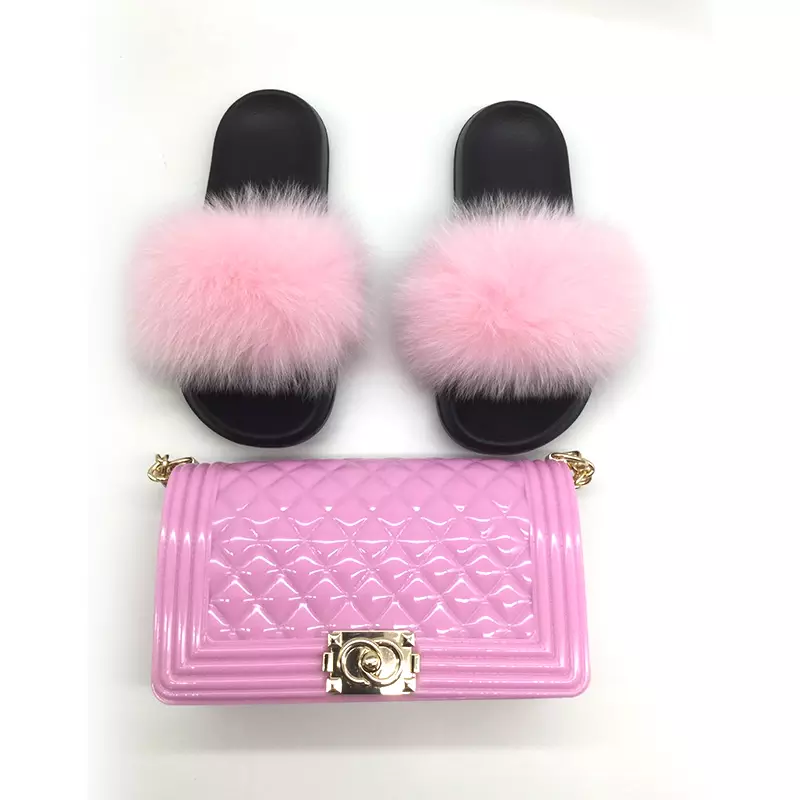 pink fur slippers