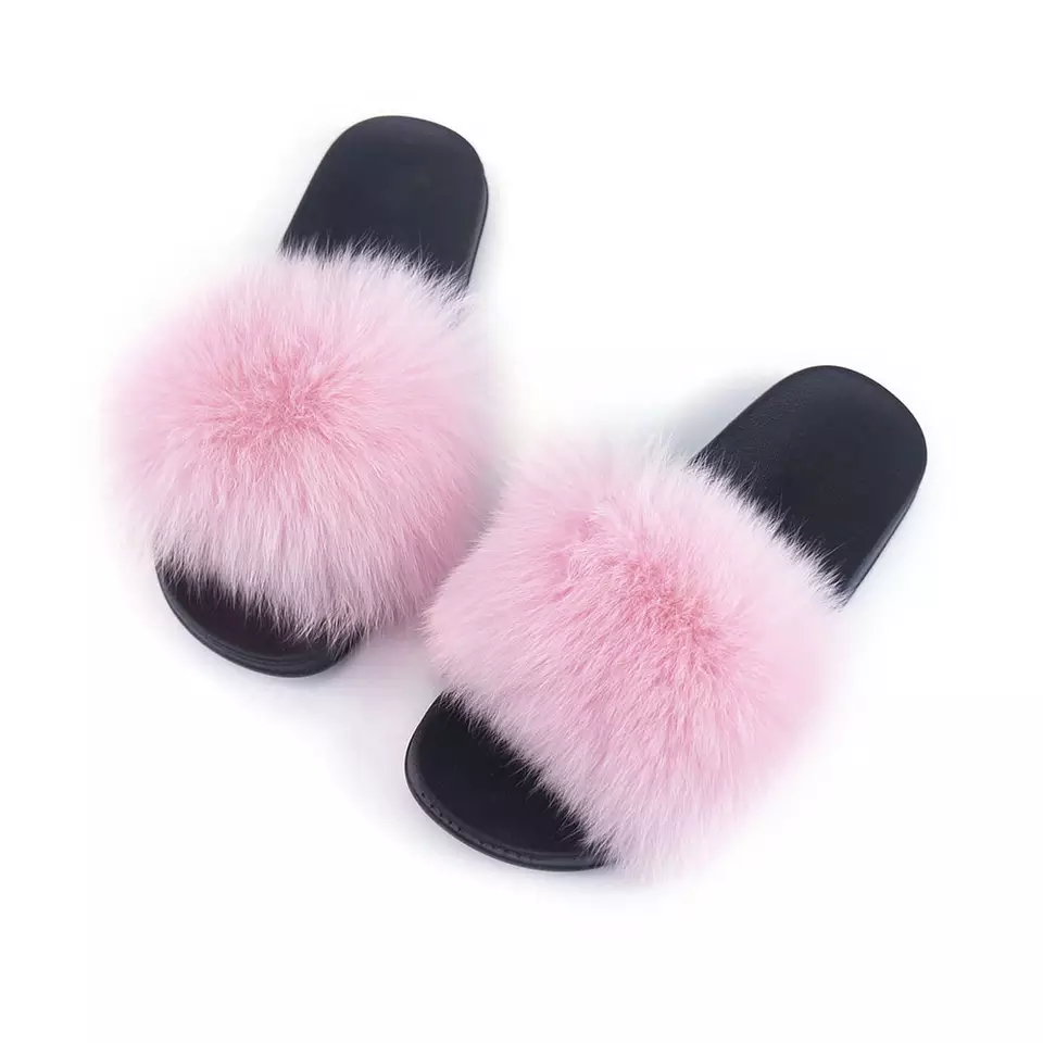 pink fur slippers