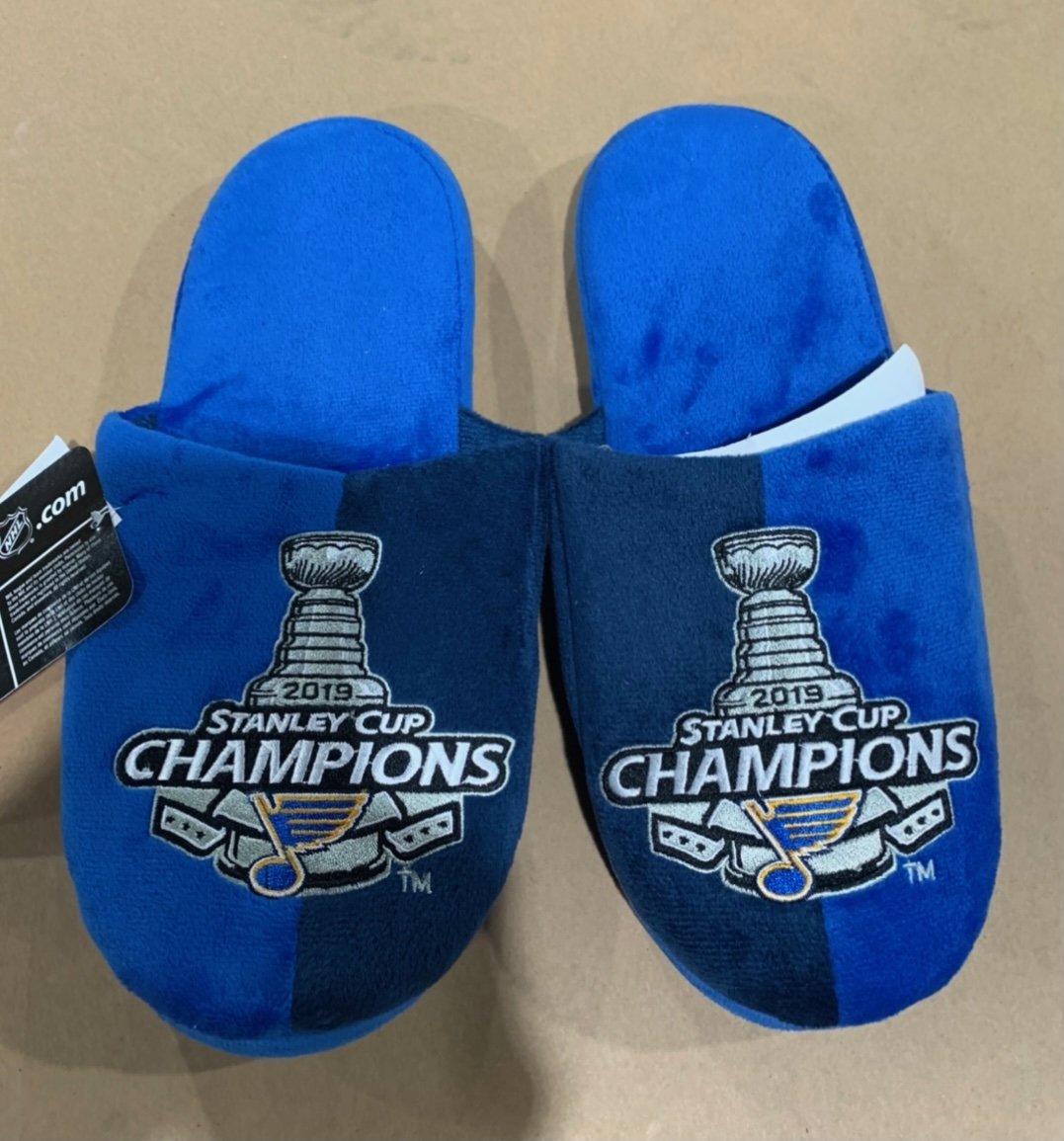 St Louis Blues NHL Mens Memory Foam Slide Slippers