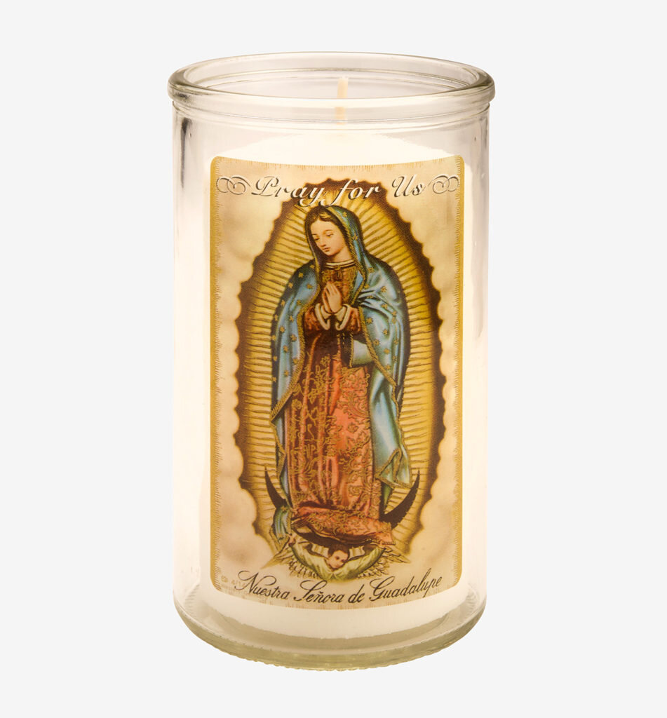 Saint LED Flameless Prayer candle Devotional Religious Virgin of Guadalupe 