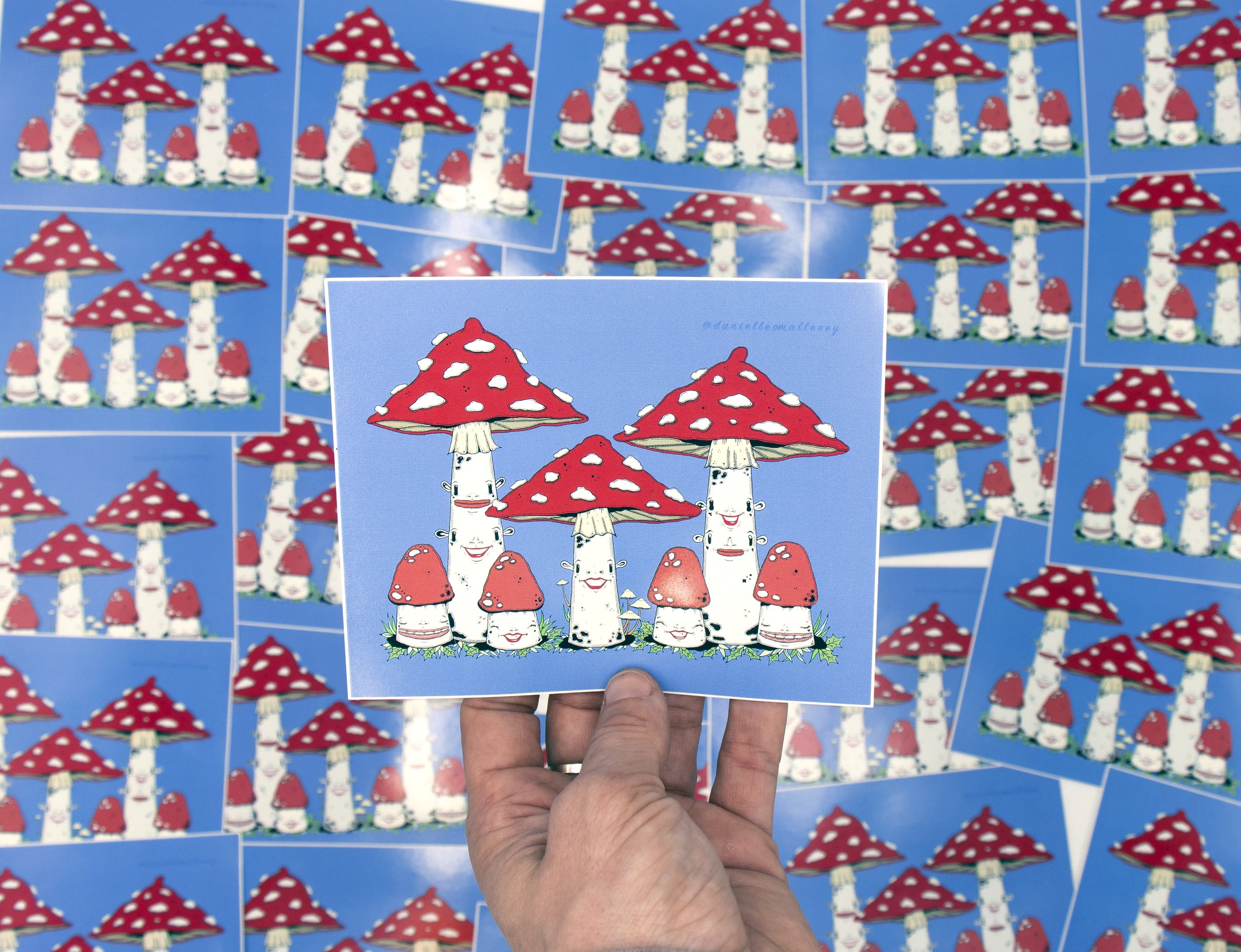 Amanita Mushroom Art Vinyl Sticker — Artwork by Danielle O'Malley