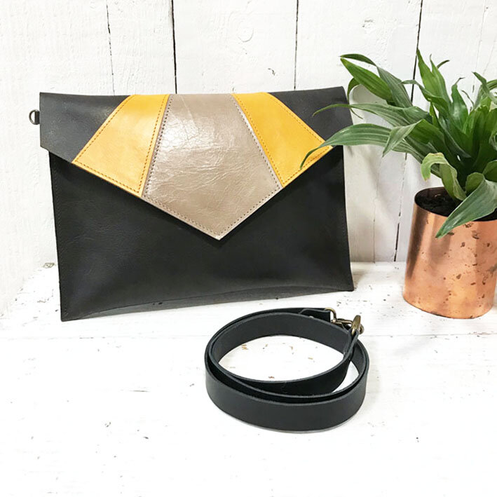 Leather Clutch bag with Art Deco design — Rosanna Clare Leather Workshops