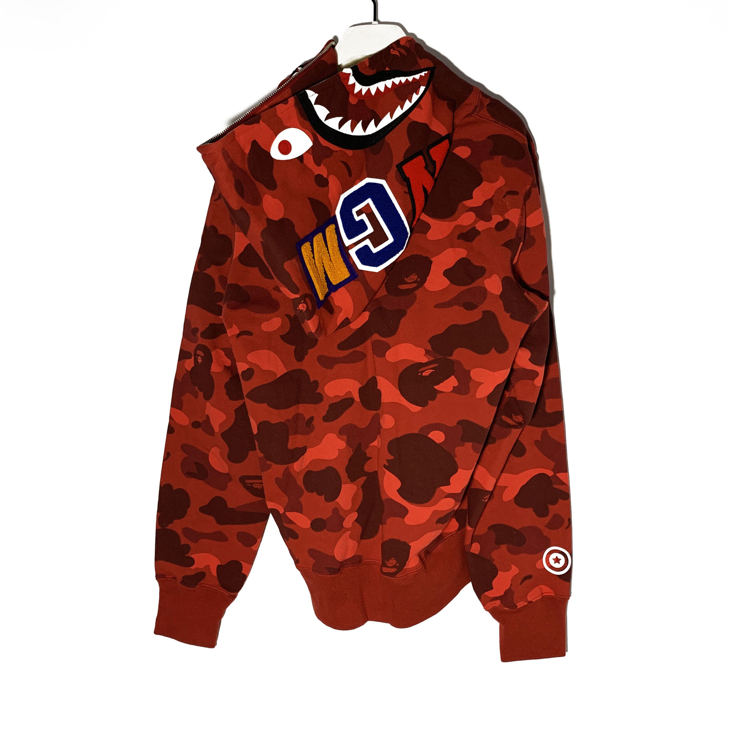 bape shark red camo