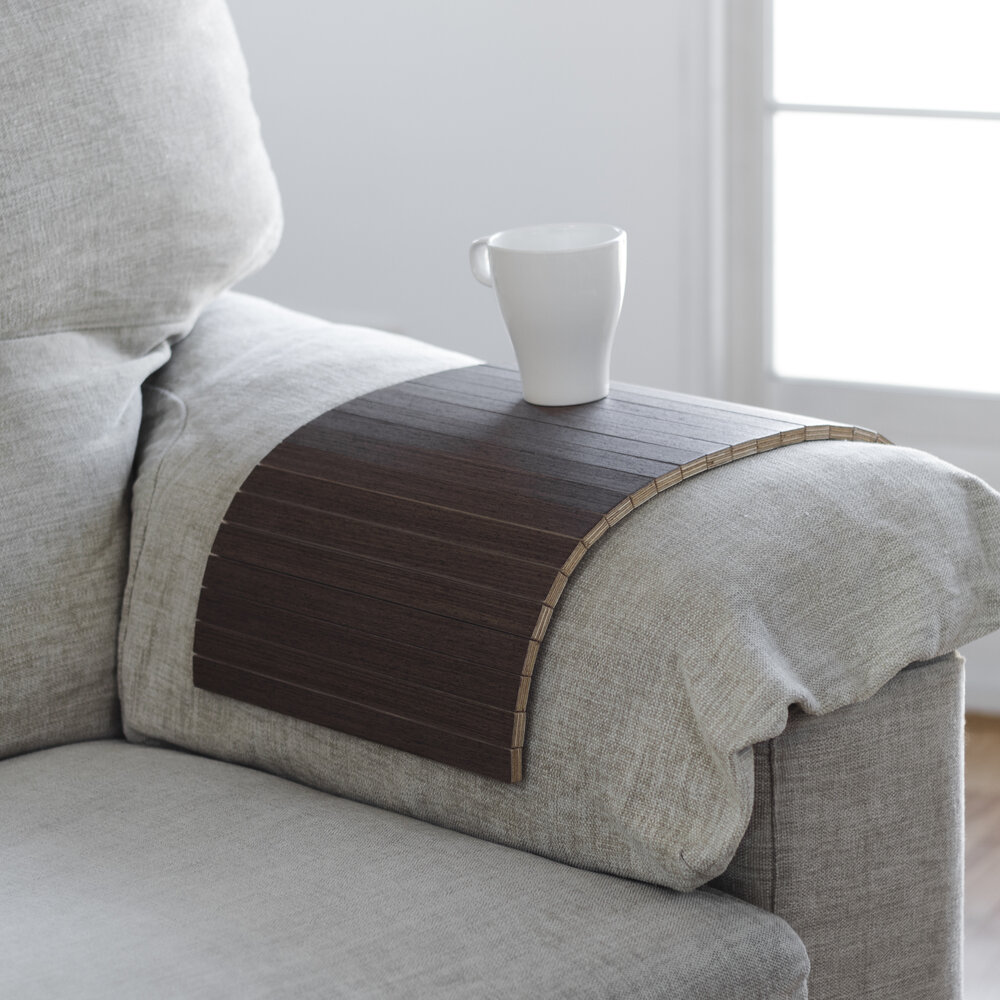 Bandeja flexible de madera para el brazo del sofá Debosc Detray Cerezo 48cm  Beige, Pequeño mobiliario, Los mejores precios