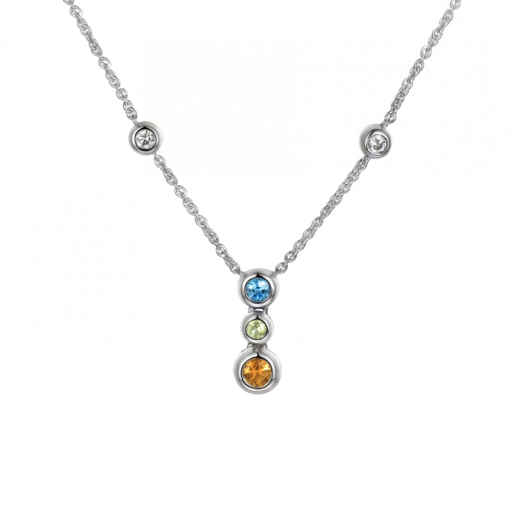 Silver Citrine, Blue Topaz and Cubic 