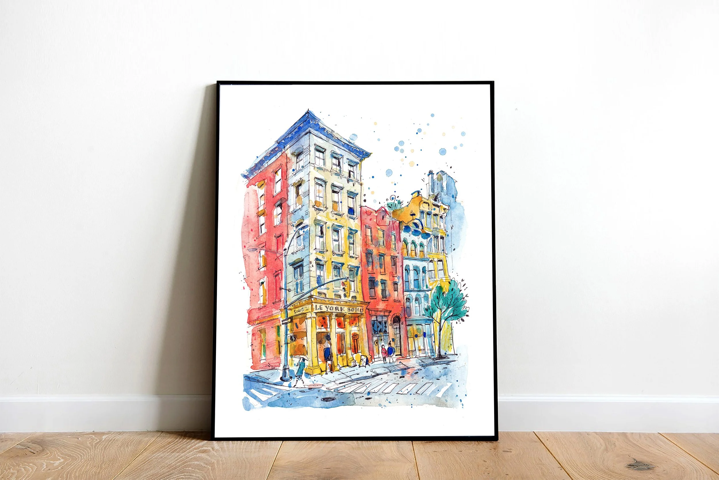 Friends Building NYC Watercolor