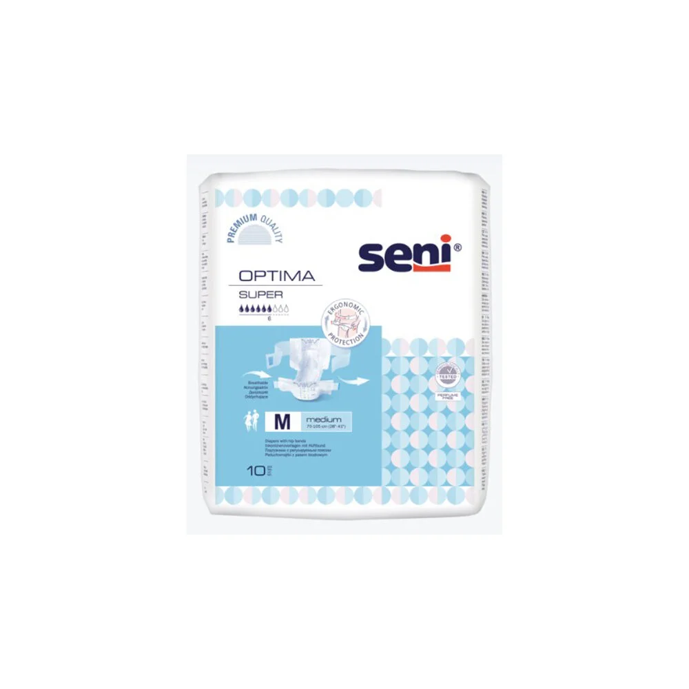 DIAPERS WITH ADJUSTABLE HIP BANDS SENI OPTIMA SUPER (10 counts/Medium) —  At-Home Medical