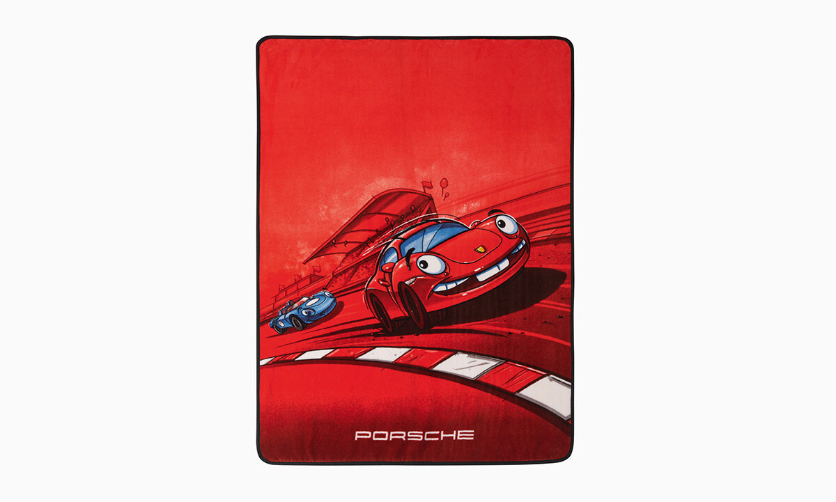 Porsche Cuddly Blanket Featuring "Elferle" Red Porsche Kid's Children's Blanket