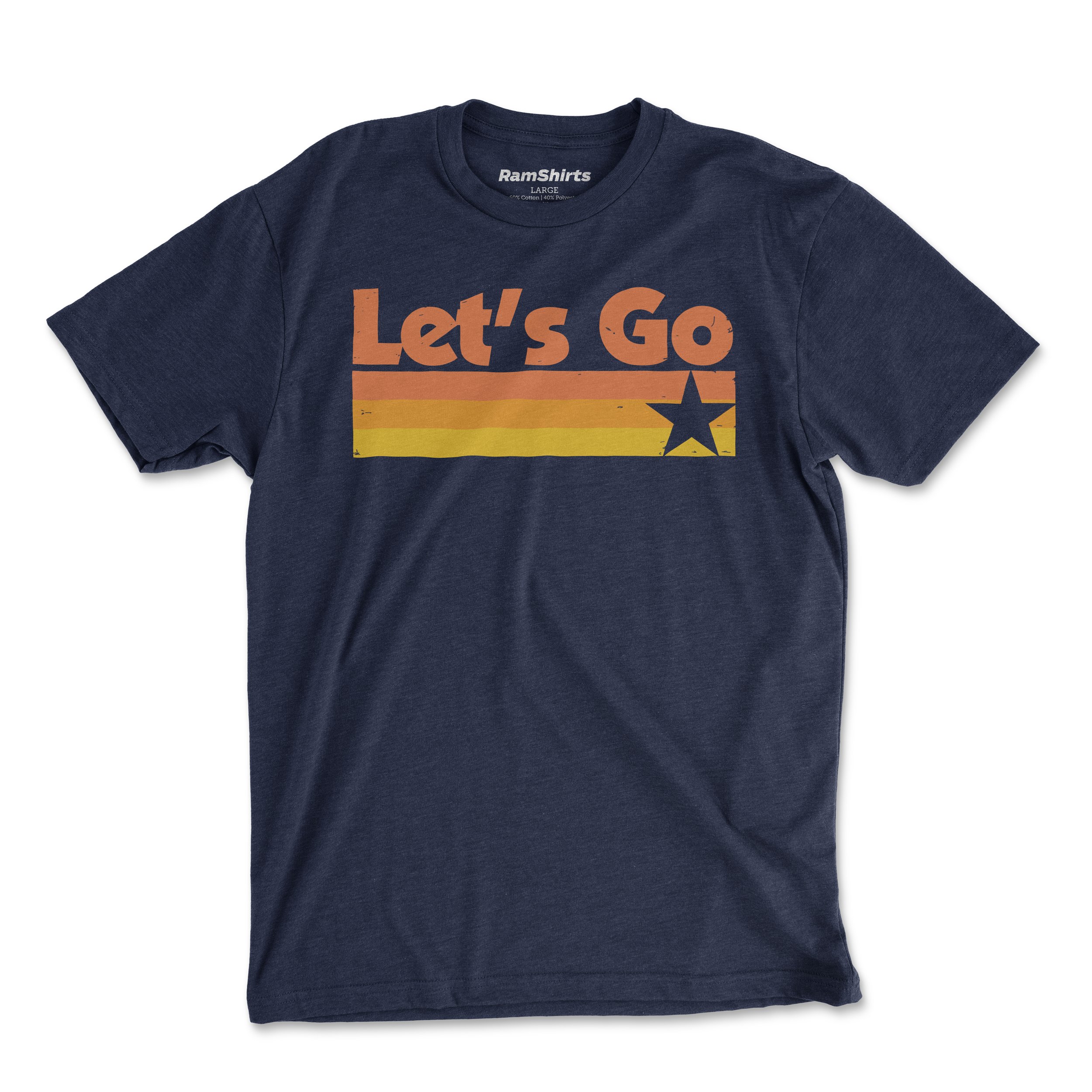 Let's Go Retro Style Rainbow Theme Houston TX Baseball Shirt — RamShirts
