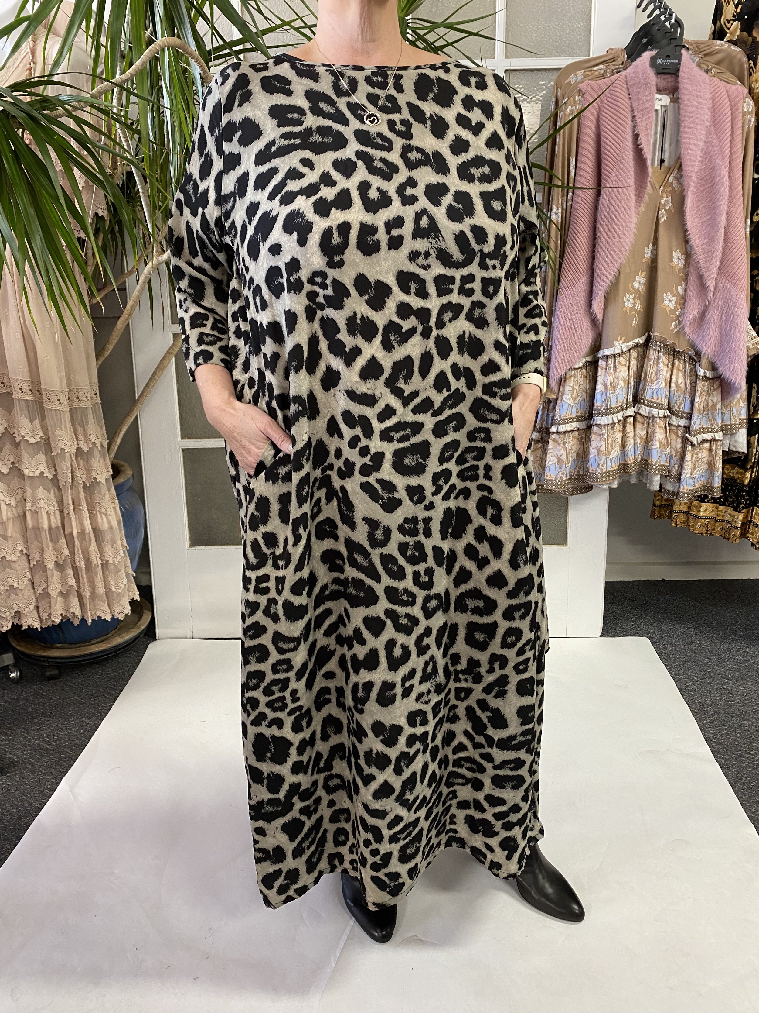 Leopard Print Kaftan Maxi Dress (Multiple Colours) — Joywood