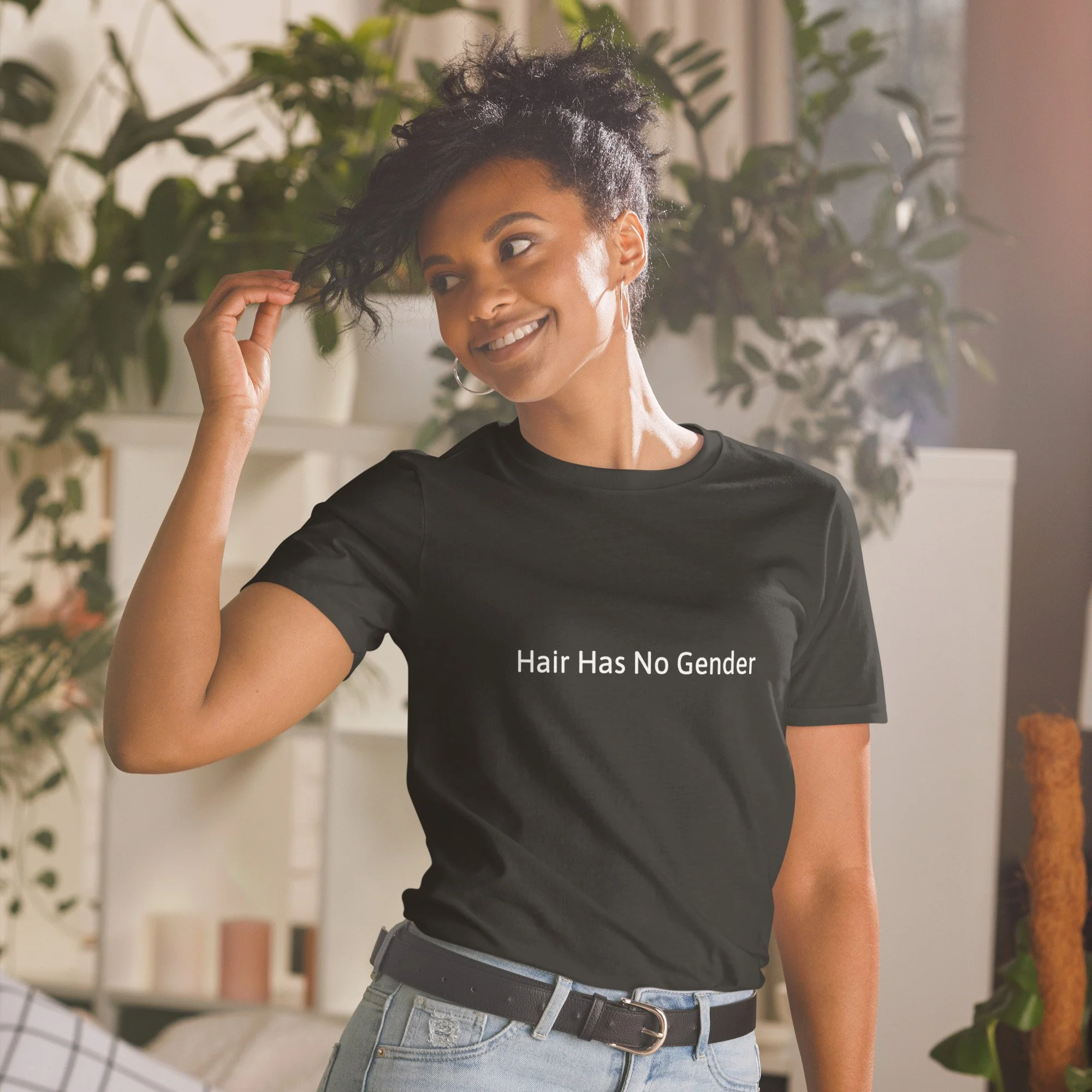 Black hair t shirts sales