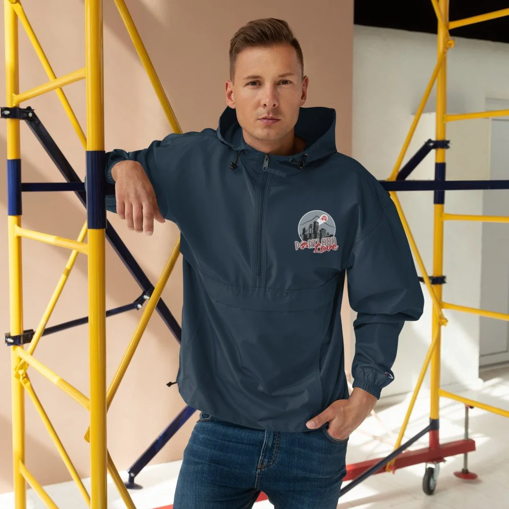 Port Man Embroidered Champion Packable Jacket Portland Love