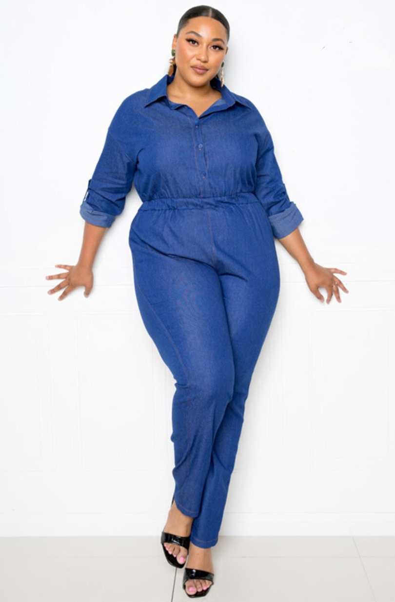 Denim Jumpsuit Plus — The Sapphire 