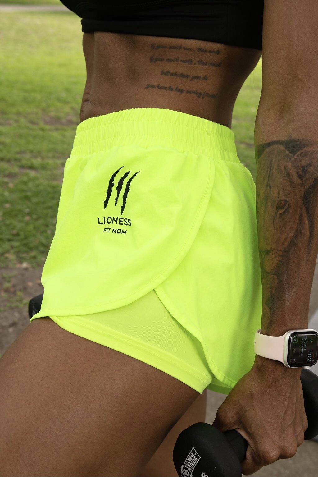 Neon green running shorts 2025
