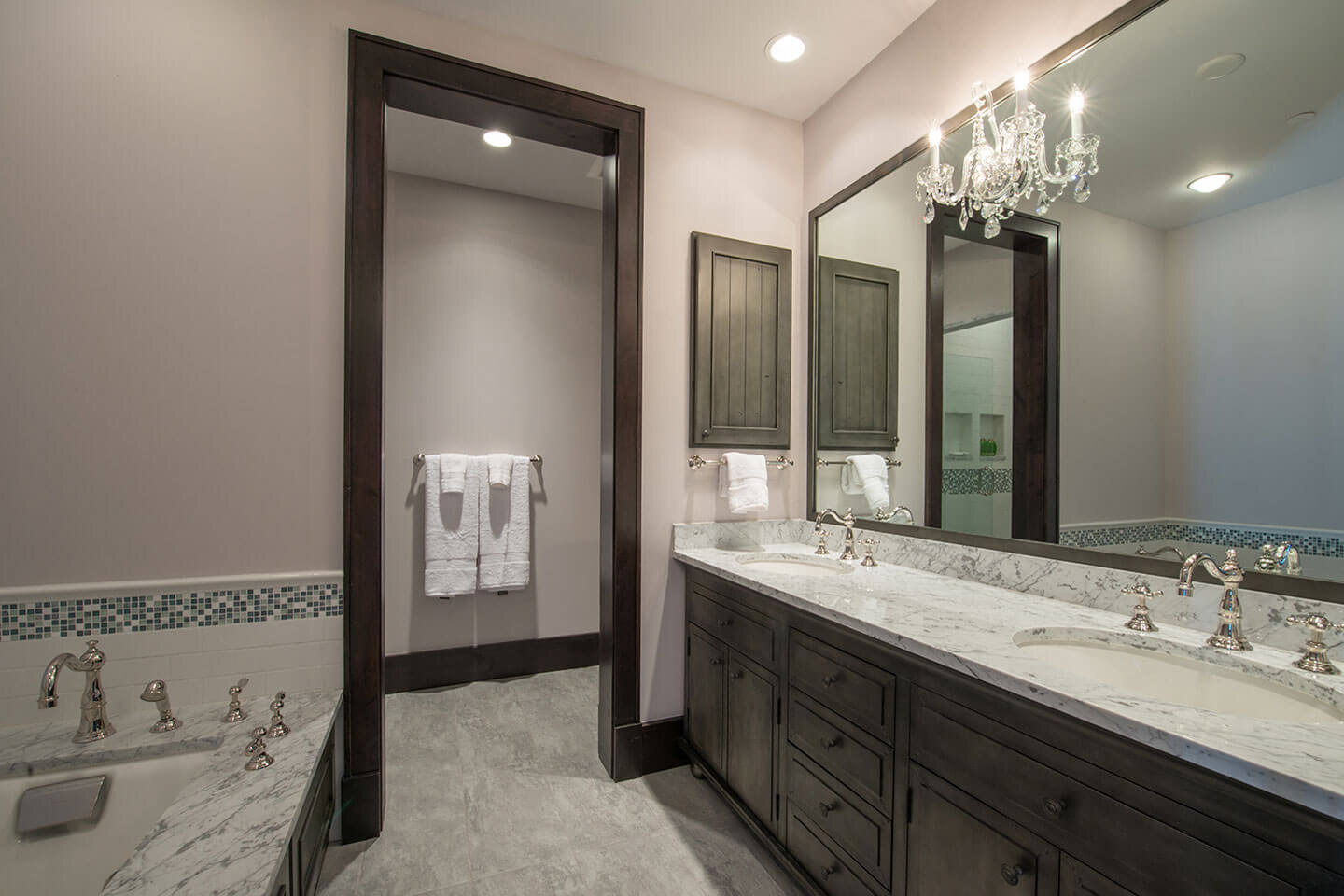 Master bathroom with marble top vanity