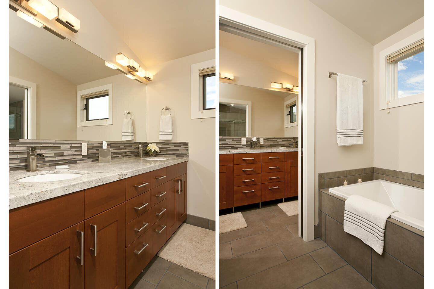 Master bathroom with cherry cabinets