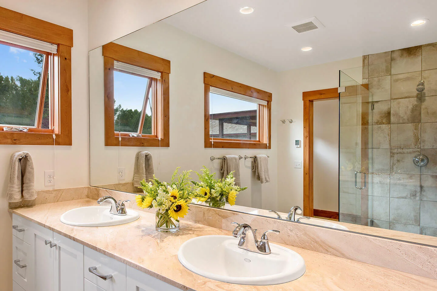 Bathroom with marble counter top