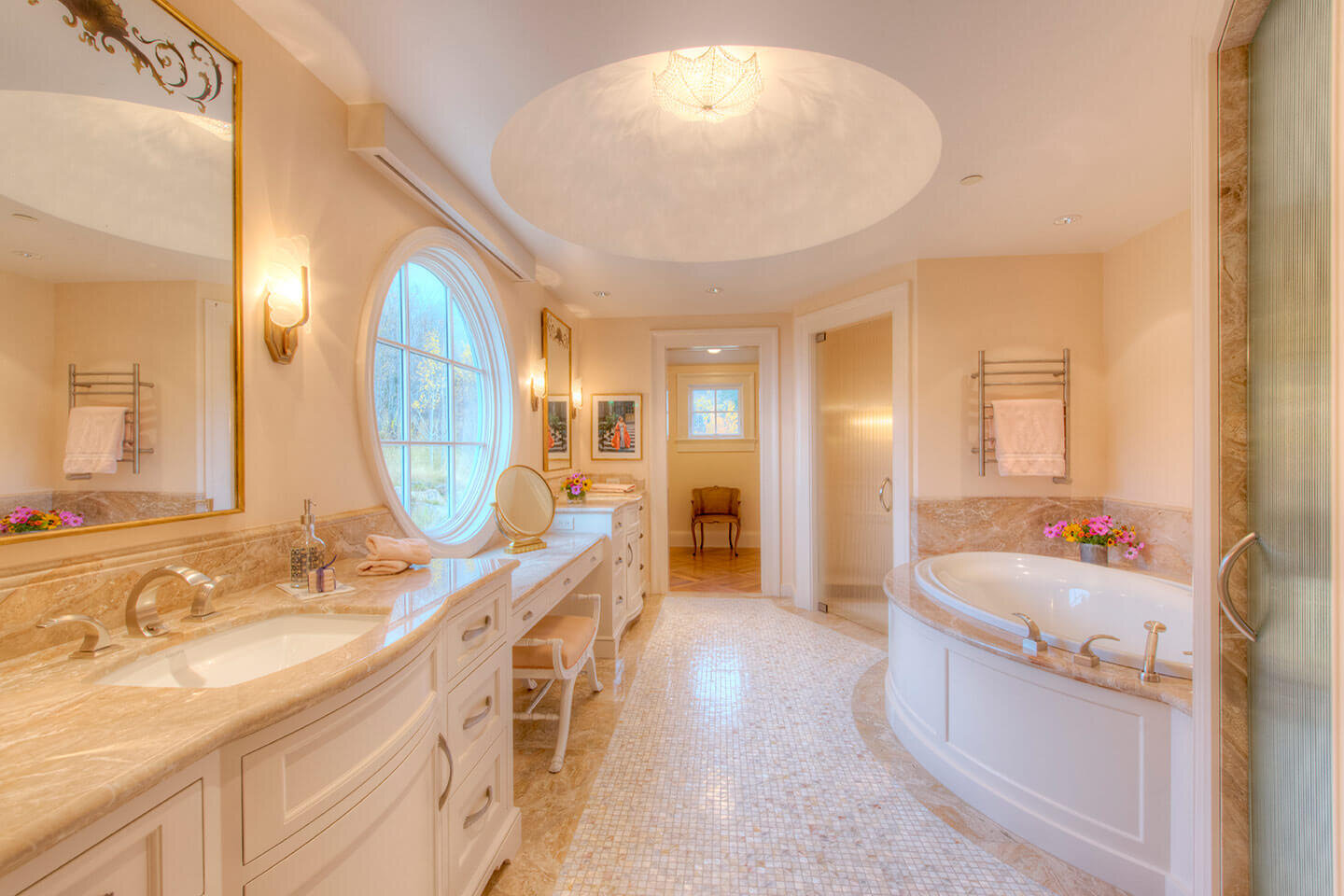 Classical style bathroom with ivory color palette