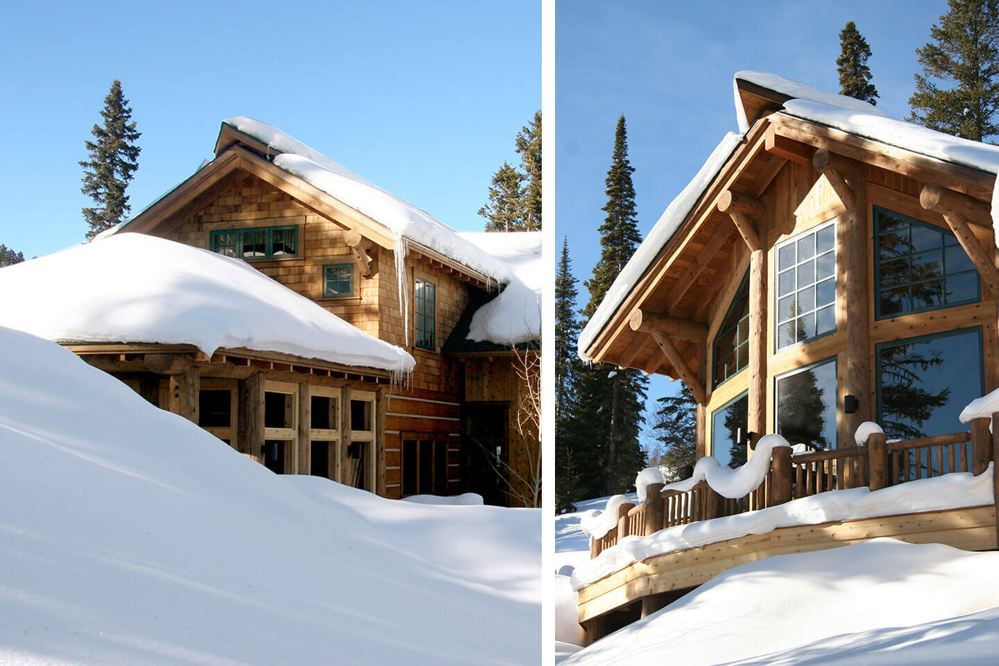 Ski lodge under heavy snow