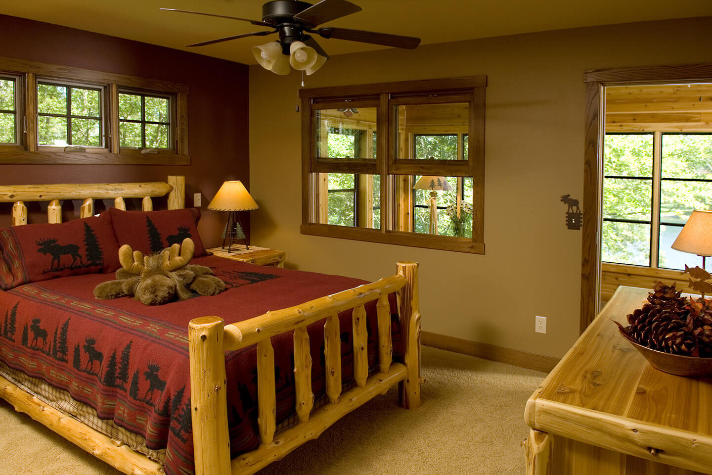 Bedroom  with log-cabin style