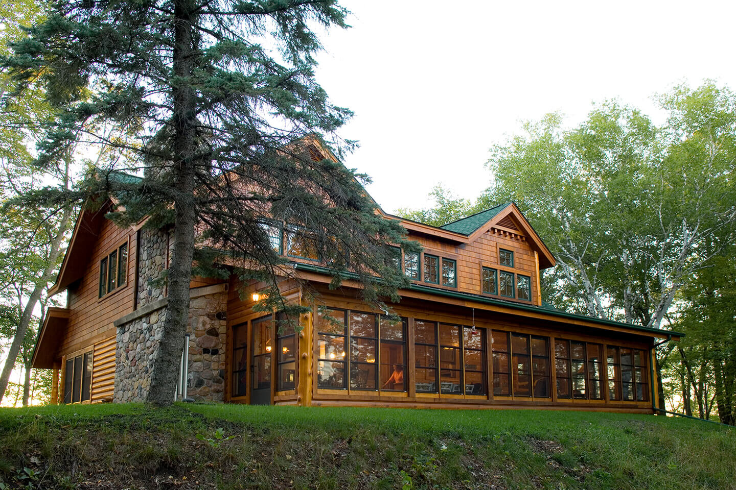 Traditional log home in woods
