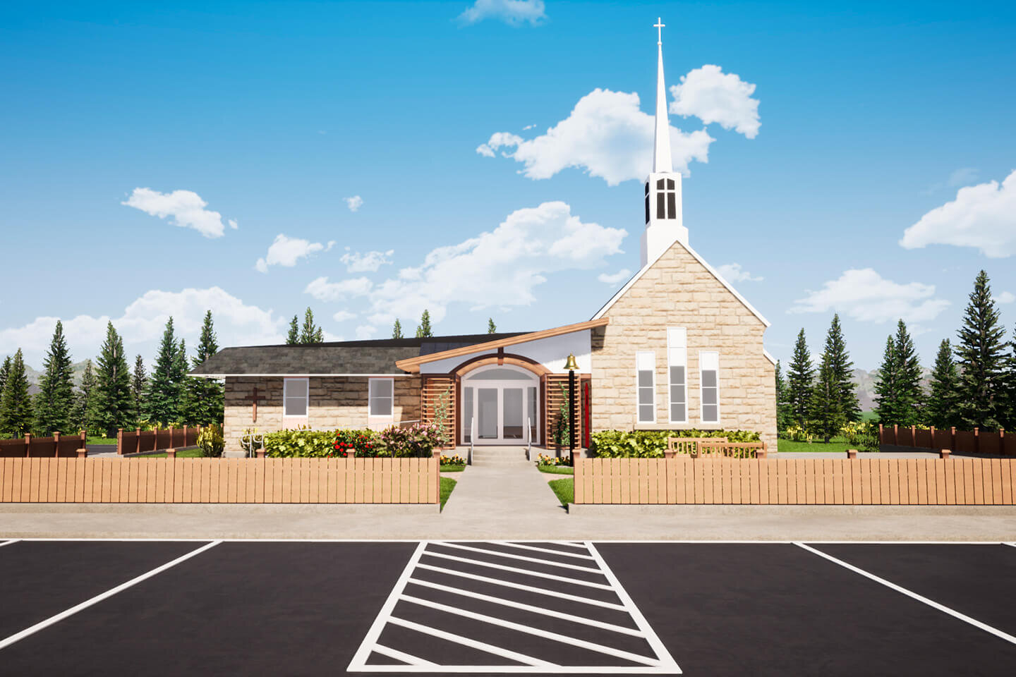 3D rendering of church entry addition