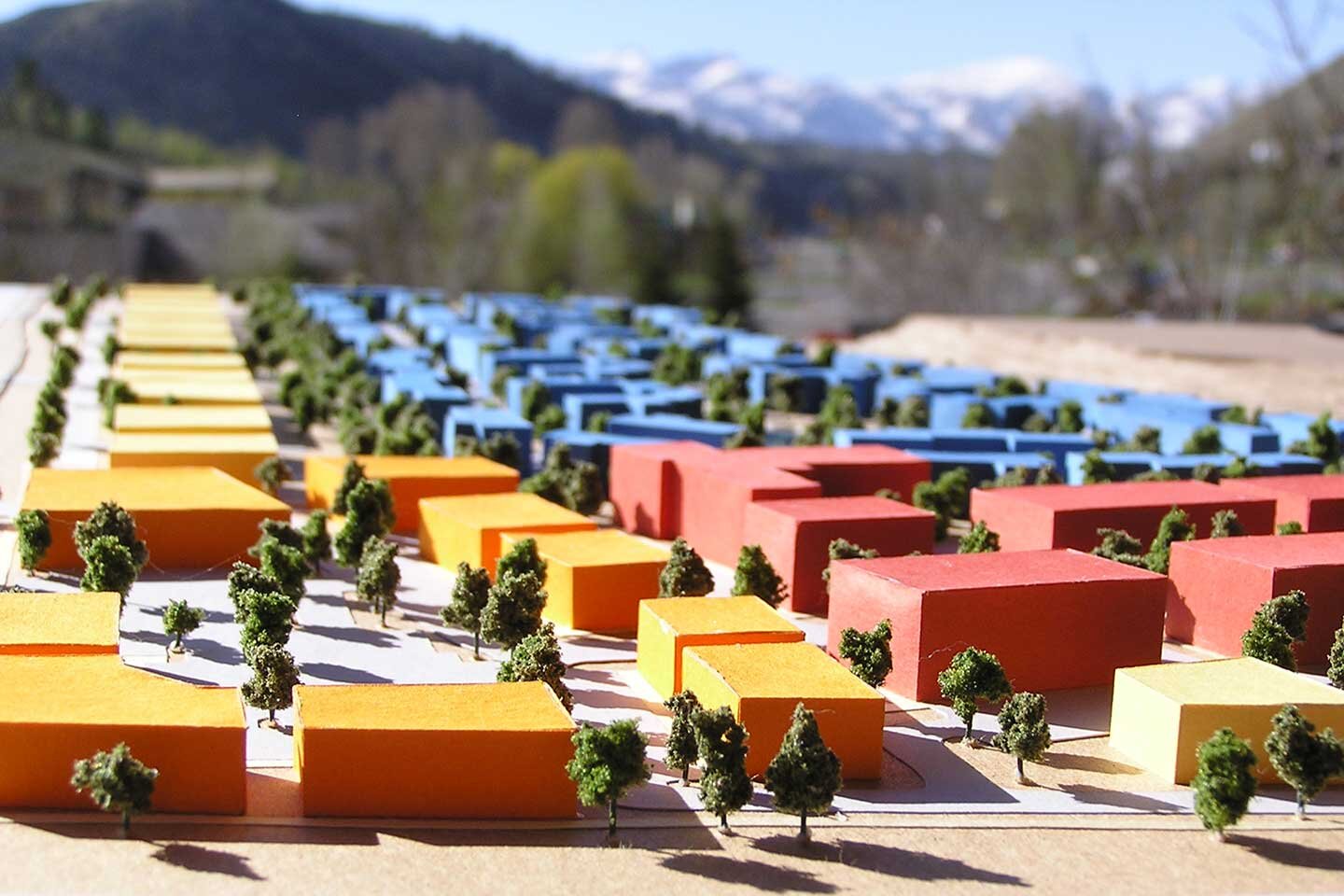 Real 3D model with colorful boxes on location