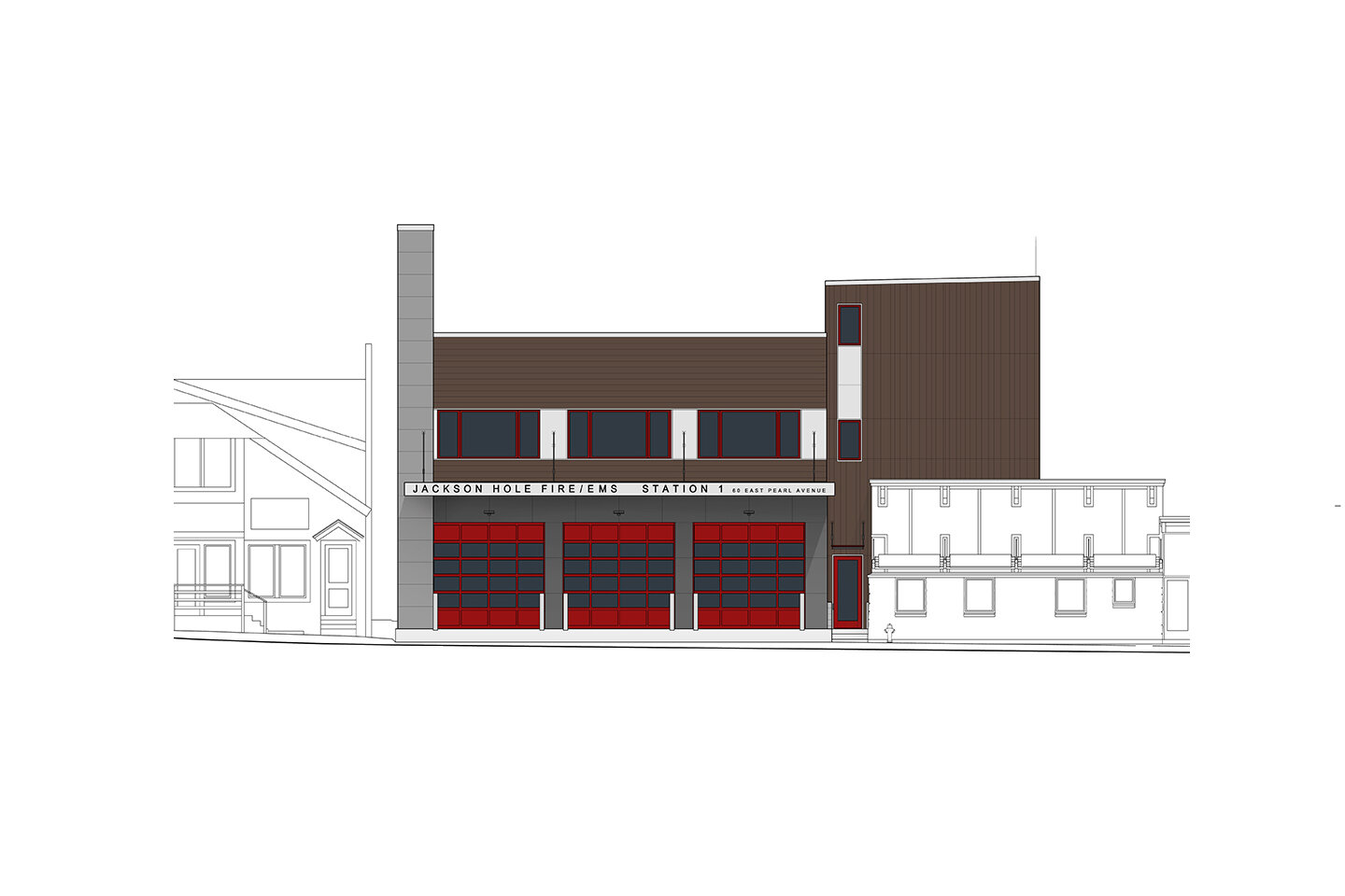 North elevation of future fire station in Jackson Wyoming