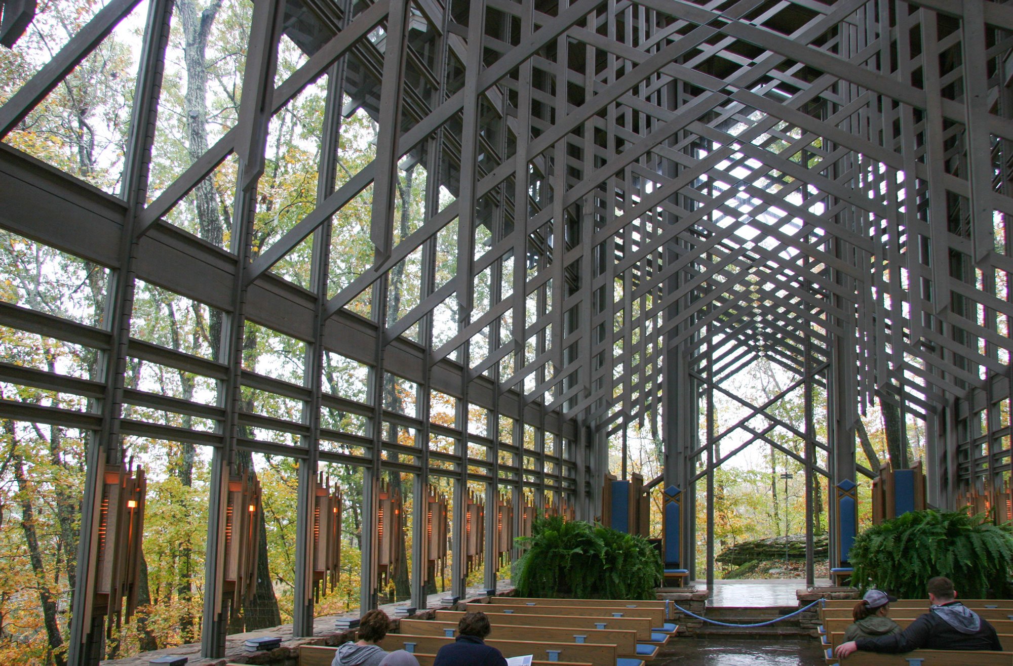 thorncrown chapel interior in daylight