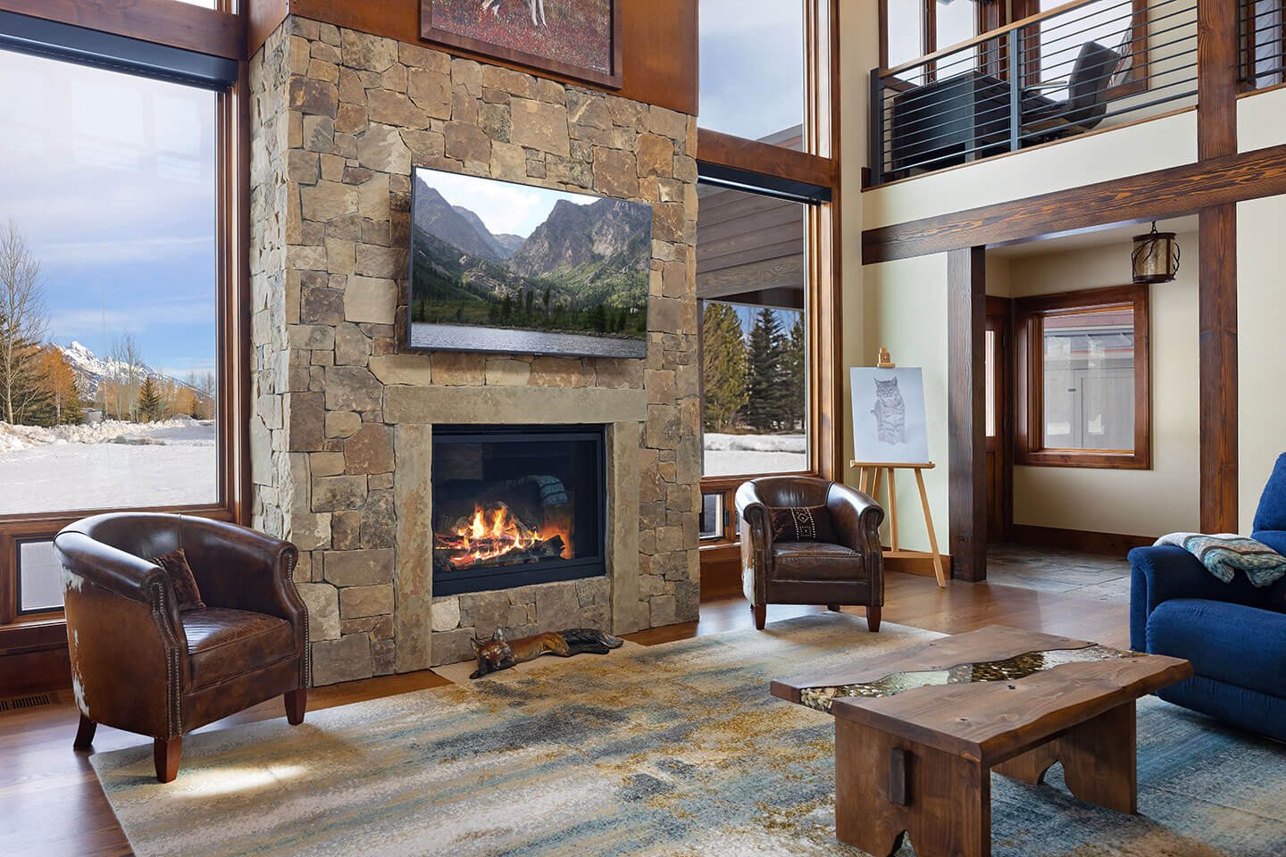Living-room with view of Teton Range