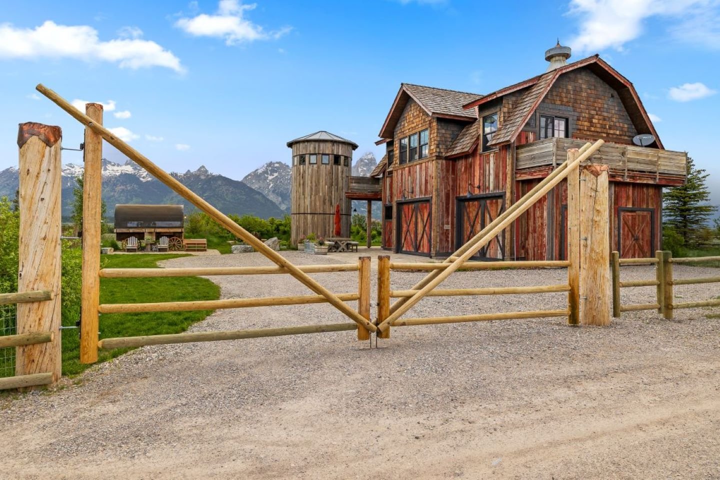 Barn styled home with elevator silo located on an inholding in Grand Teton National Park