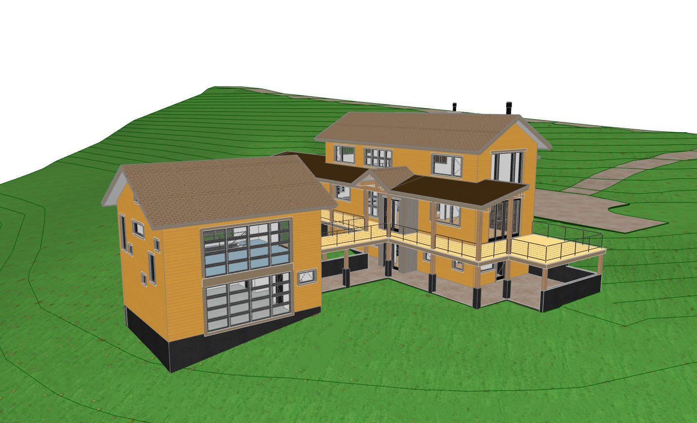 Closer view of a home rendering with a dojo