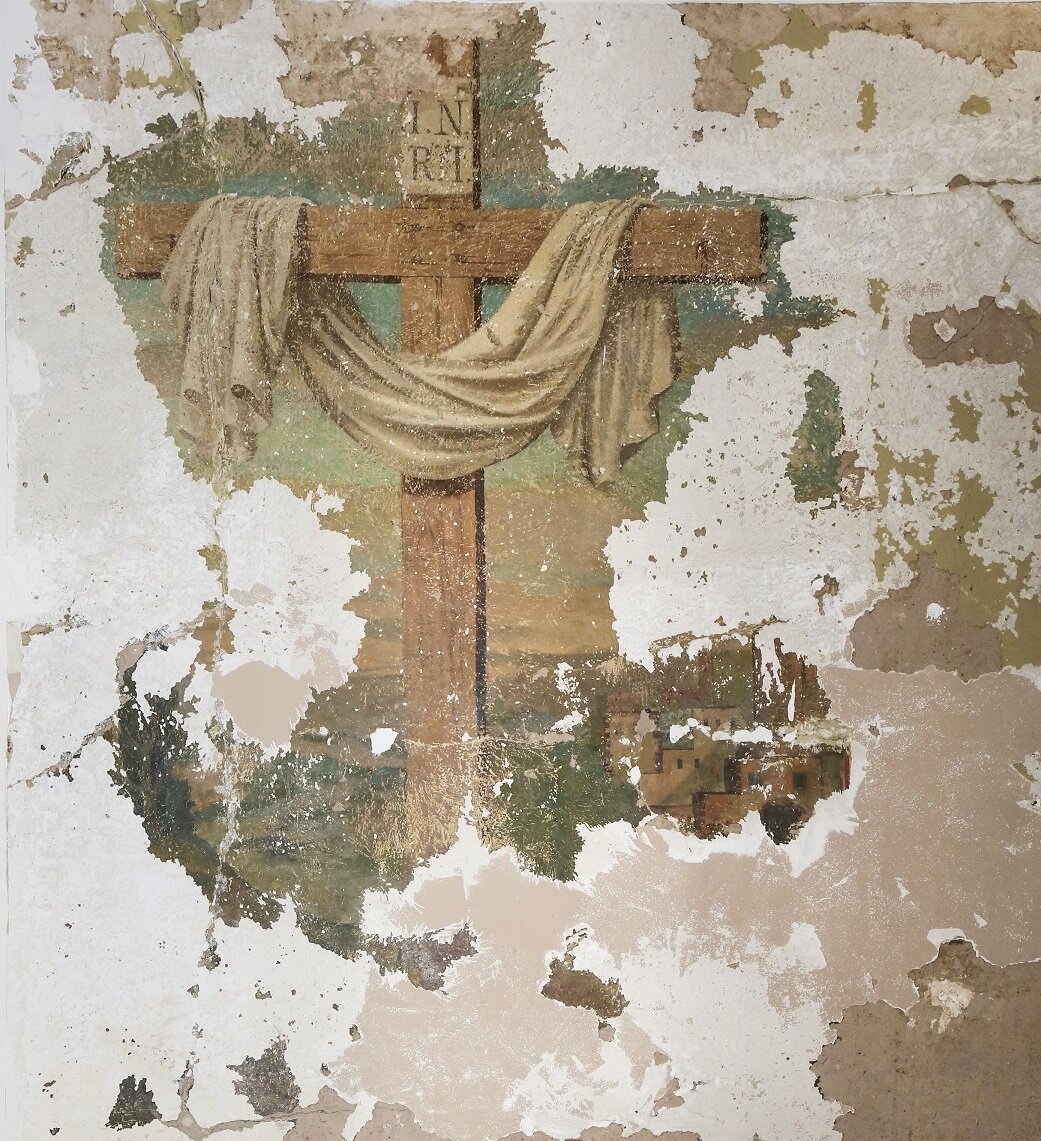 Hidden Cross Painting found during St. Joseph of the Holy Family Catholic Church in Harlem NY Restoration.jpg