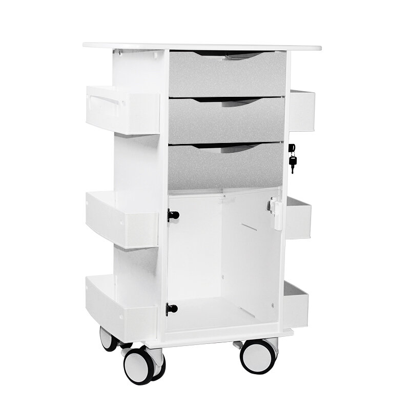 TrippNT 51420 Polyethylene//ABS Locking Core DX Multi-Tasking Medical Cart with Green PETG Hinged Door 23 Width x 35 Height x 19 Depth White