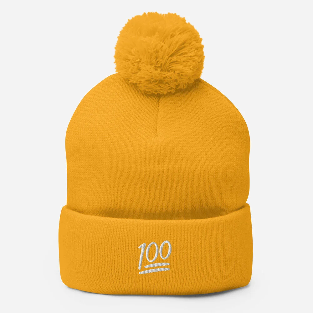Embroidered Pom-Pom Beanie — Novoa 