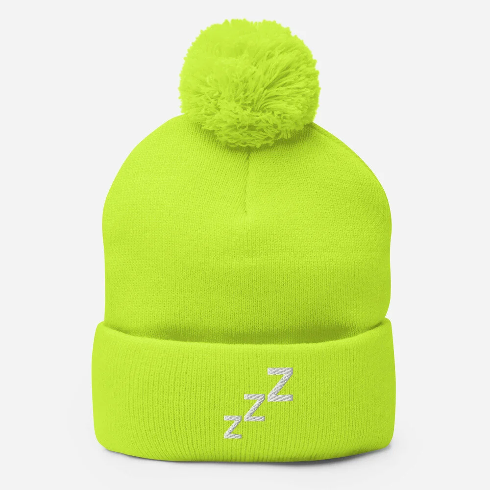 zZZ Embroidered Pom-Pom Beanie — Novoa 