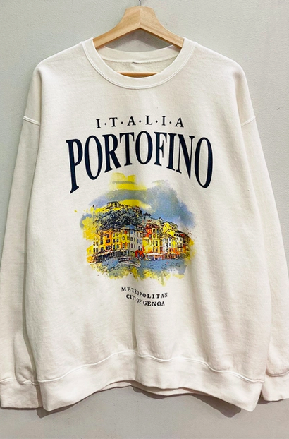 italia Portofino Vintage Inspired Travel Sweatshirt — Vivian Rose Boutique